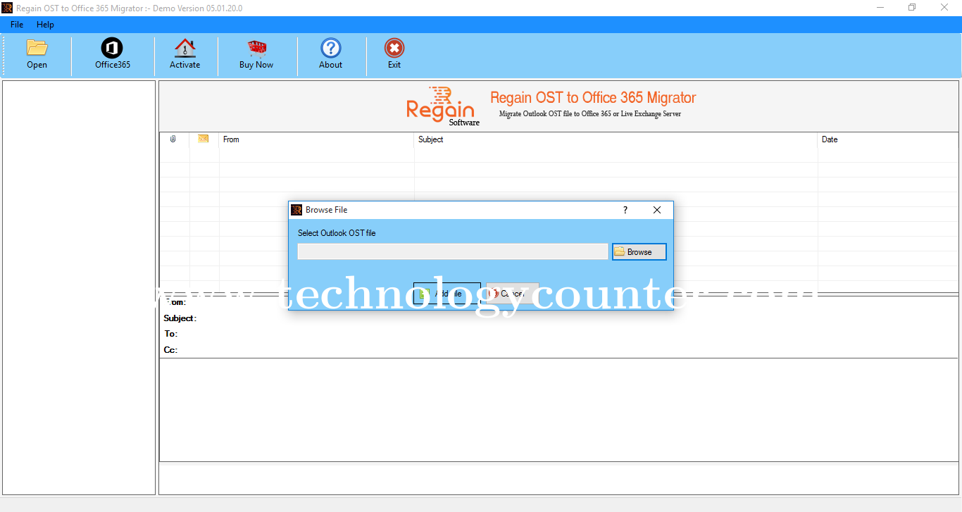 Regain OST to Office 365 Migrator Screenshots